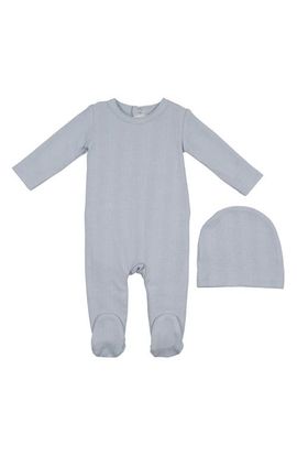Manière Manière Pointelle Cotton Blend Footie & Beanie Set