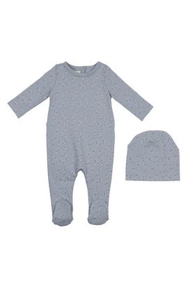 Manière Manière Printed Leaf Stretch Cotton Footie & Beanie Set