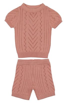Manière Manière Short Sleeve Pointelle Sweater & Shorts Set