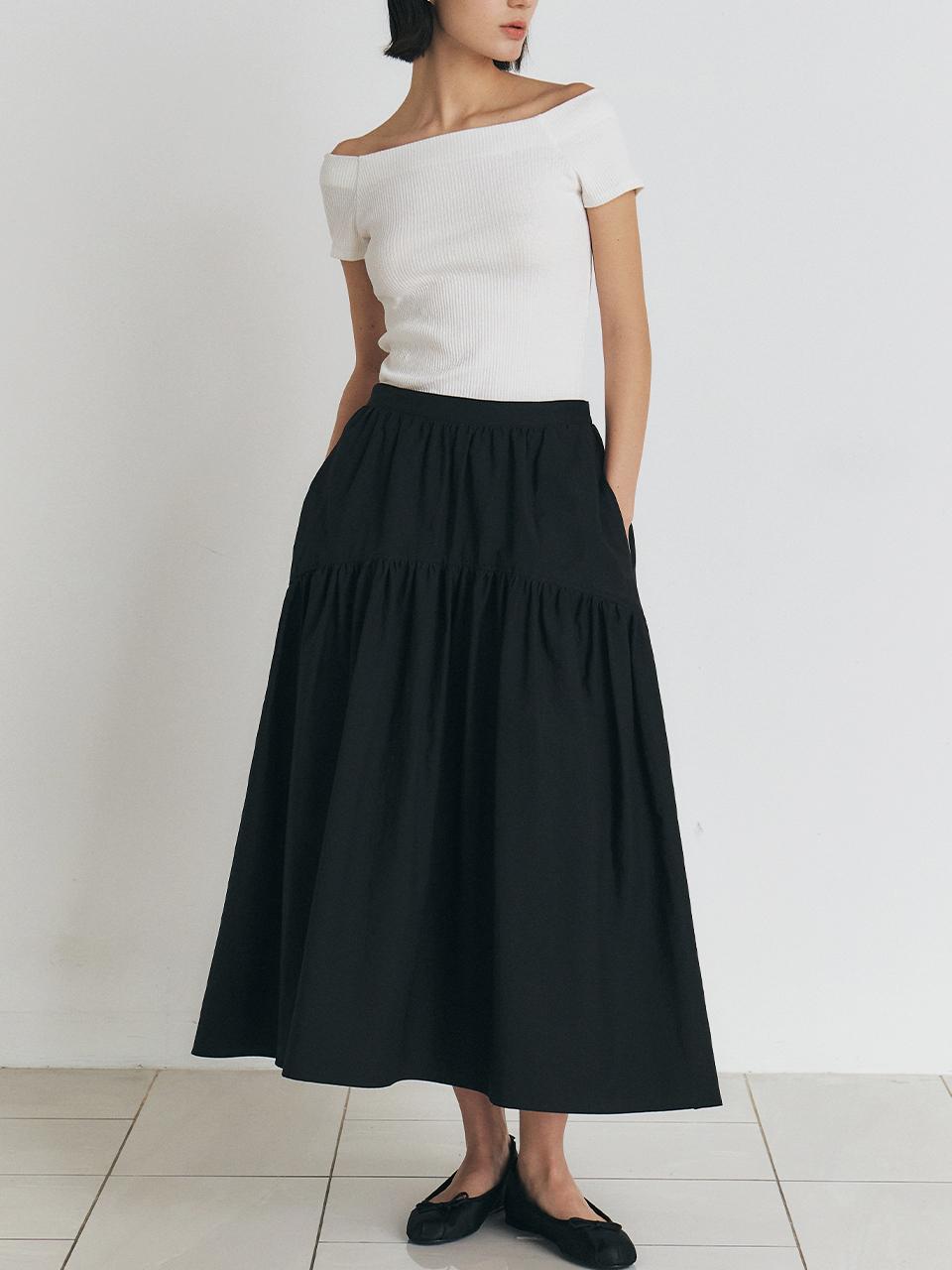 MANNON CECILE Gathered Full Skirt_Black