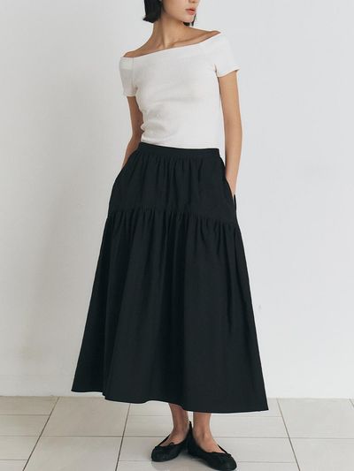 MANNON CECILE Gathered Full Skirt_Black