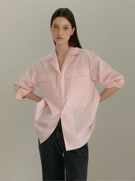 MANNON Classic Flap Pocket Open Collar Blouse_Ligh