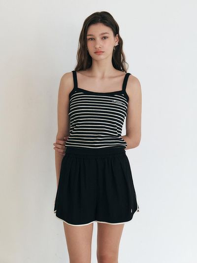 MANNON MANNON Contrast Rib Stripe Sleeveless Top