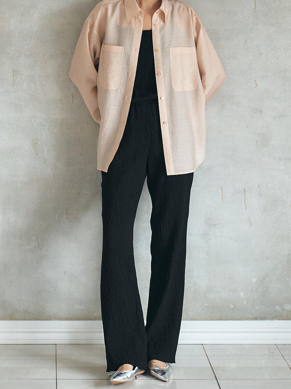 MANNON MANNON Pleats Flare Long Pants_Black