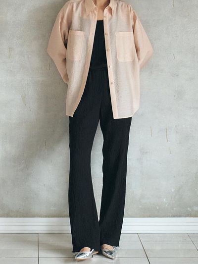 MANNON MANNON Pleats Flare Long Pants_Black