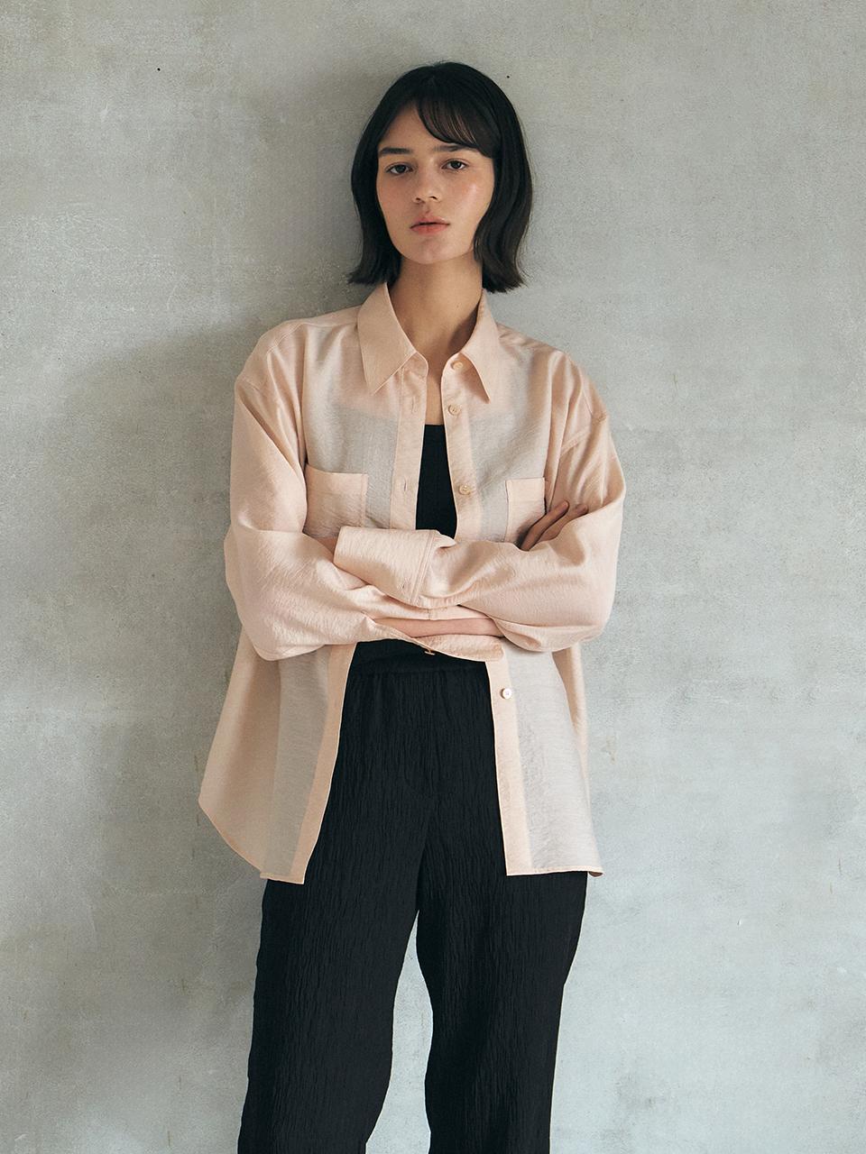 MANNON MANNON Silk Blended Oversized Sheer Shirt