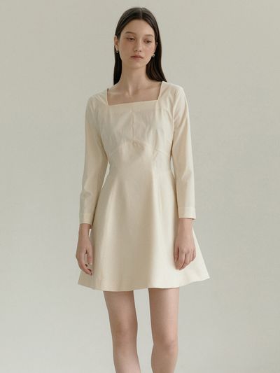 MANNON REGINA Square Neck Fit A Line Mini Dress