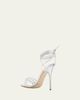 Manolo Blahnik 105mm Leva Metallic Leather Ankle-Tie Sandals - 2