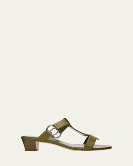 Manolo Blahnik 30mm Mionamu T-Bar Slide Sandals