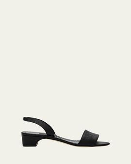 Manolo Blahnik 30mm Patobarnu Embossed Leather Sandals