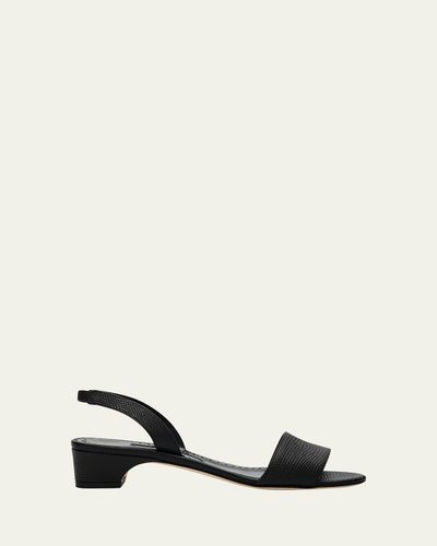 Manolo Blahnik 30mm Patobarnu Embossed Leather Sandals