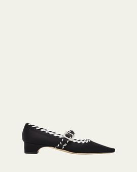 Manolo Blahnik 30mm Zaera Satin Mary Jane Pumps