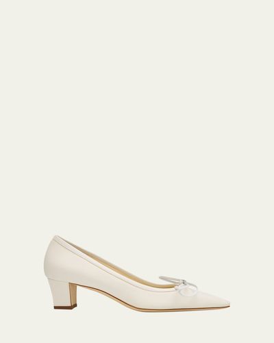 Manolo Blahnik 45mm Martebal Satin Ballerina Pumps