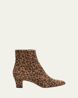 Manolo Blahnik 50mm Myconia Leopard-Printed Suede Ankle Boots