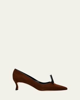 Manolo Blahnik 50mm Potoka Suede Pumps