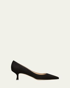 Manolo Blahnik 50mm Srila Suede Kitten Heel Pumps