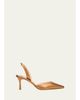 Manolo Blahnik 70mm Carolyne Metallic Leather Slingback Pumps - 1