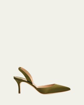 Manolo Blahnik 70mm Carolyne Satin Slingback Pumps