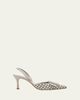 Manolo Blahnik 70mm Mayslibi Gala Houndstooth Suede Slingback Pumps - 1