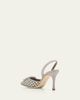 Manolo Blahnik 70mm Mayslibi Gala Houndstooth Suede Slingback Pumps - 4