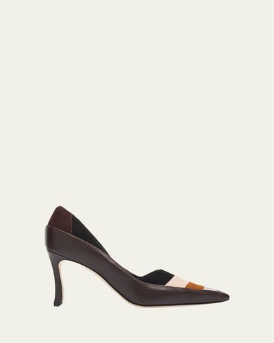 Manolo Blahnik 70mm Soria Mixed Leather Pumps