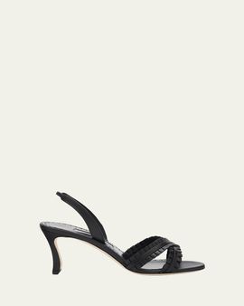 Manolo Blahnik 70mm Volusan Leather Slingback Pumps