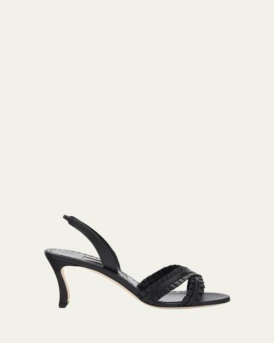 Manolo Blahnik 70mm Volusan Leather Slingback Pumps
