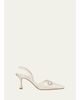 Manolo Blahnik 70mm Zutoslipla Satin Embellished-Buckle Slingback Pumps - 1