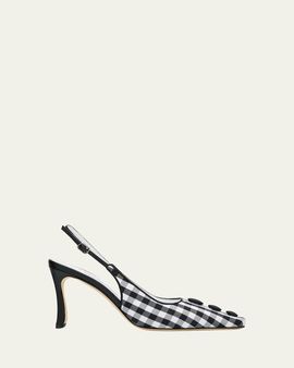 Manolo Blahnik 90mm Alexa Gingham Slingback Pumps