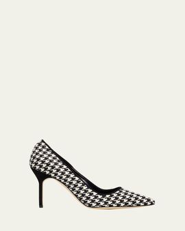 Manolo Blahnik 90mm BB Houndstooth Wool Pumps
