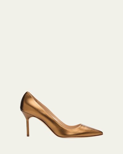 Manolo Blahnik 90mm BB Metallic Leather Pumps