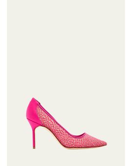 Manolo Blahnik 90mm BBLA Flocked Polka Dot Tulle Pumps