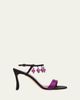 Manolo Blahnik 90mm Kasasan Beaded Satin Sandals - 1