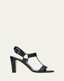 Manolo Blahnik 90mm Miona Leather T-Bar Sandals