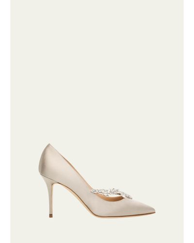 Manolo Blahnik 90mm Nadira Embellished Satin Pumps