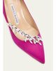 Manolo Blahnik 90mm Nadira Jeweled Satin Pumps - 3