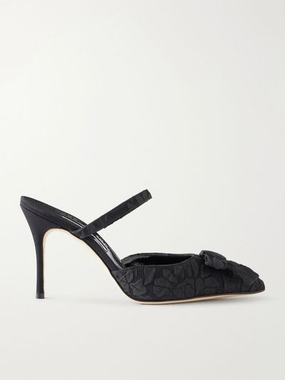 MANOLO BLAHNIK + Emilia Wickstead Lurum 90 bow-embellished jacquard mules