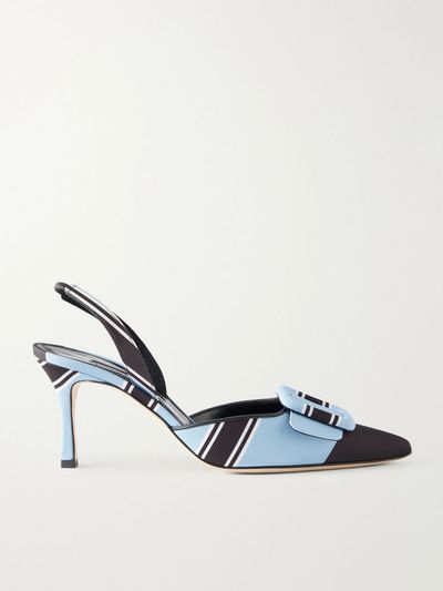 MANOLO BLAHNIK + Emilia Wickstead Maysli 70 striped grosgrain slingback pumps