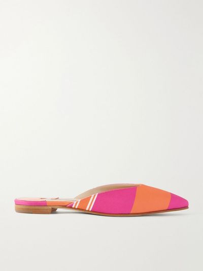 MANOLO BLAHNIK + Emilia Wickstead striped twill mules