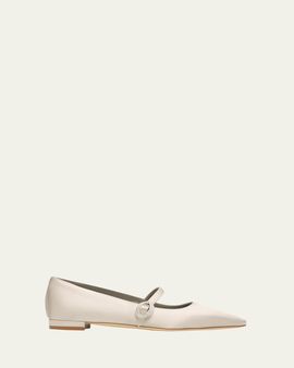 Manolo Blahnik Auluspla Satin Embellished Mary Jane Ballerina Flats