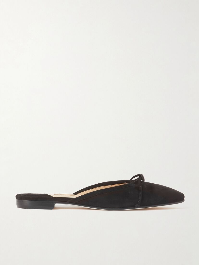 MANOLO BLAHNIK Ballerimu bow-detailed suede slip-ons