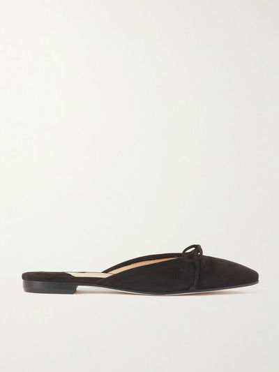 MANOLO BLAHNIK Ballerimu bow-detailed suede slip-ons