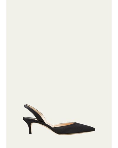 Manolo Blahnik Carolyne Satin Low-Heel Slingback Pumps