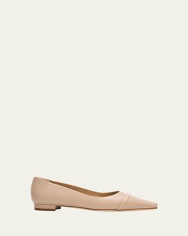 Manolo Blahnik Cotinu Leather Ballerina Flats
