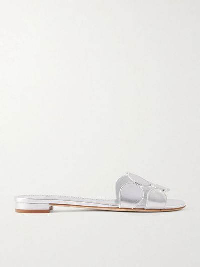 MANOLO BLAHNIK Haribalmu 10 cutout metallic-leather slides
