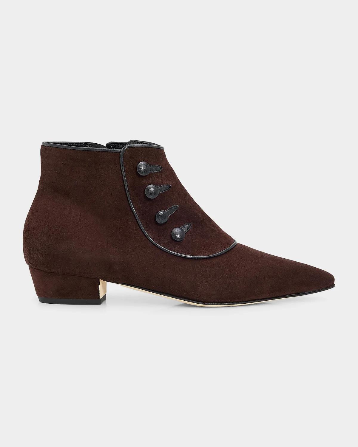 Manolo Blahnik Hironu Suede Ankle Boots