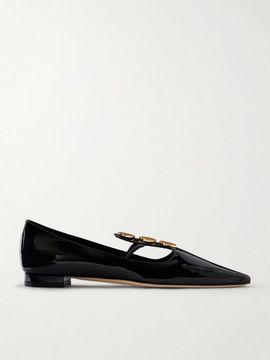 MANOLO BLAHNIK Khafre embellished patent-leather flats