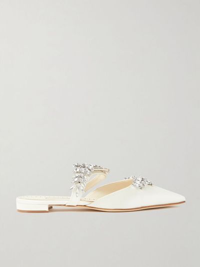 MANOLO BLAHNIK Lurum 45 crystal-embellished satin slippers