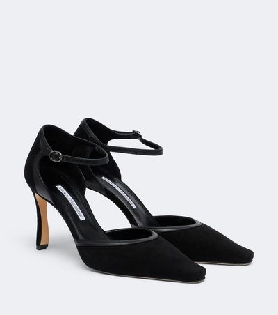 Manolo Blahnik Manolo Blahnik Armelia leather-trimmed suede pumps