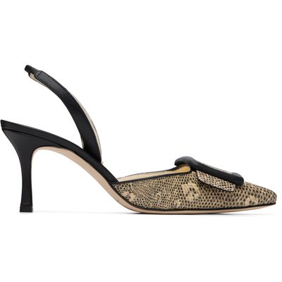 Manolo Blahnik Manolo Blahnik Beige & Black Mayslibi Heels